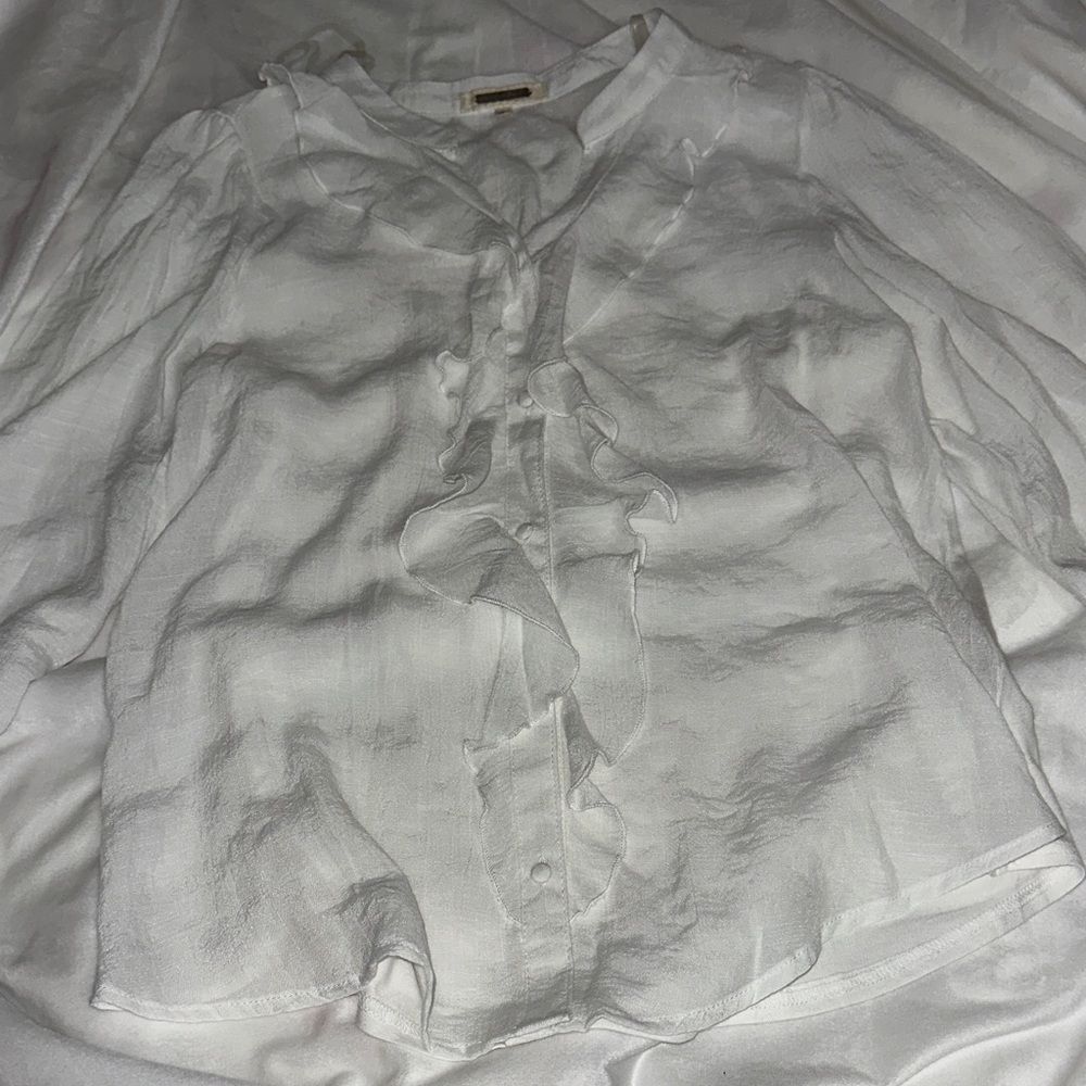 Elegant White Ruffle Blouse